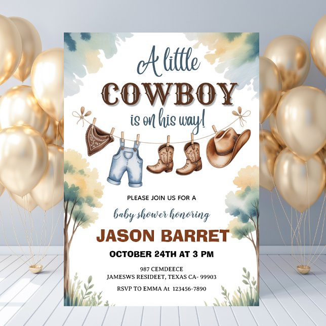 "A Little Cowboy is on His Way" Baby Shower Invitation ("A Little Cowboy is on His Way" Baby Shower Invitation
)