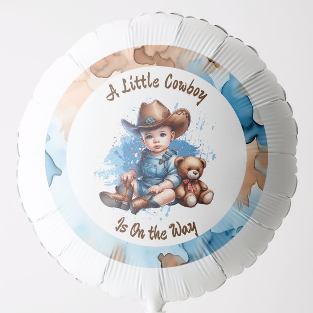 A Little Cowboy is on the Way | Baby Shower Balloon (Front)
