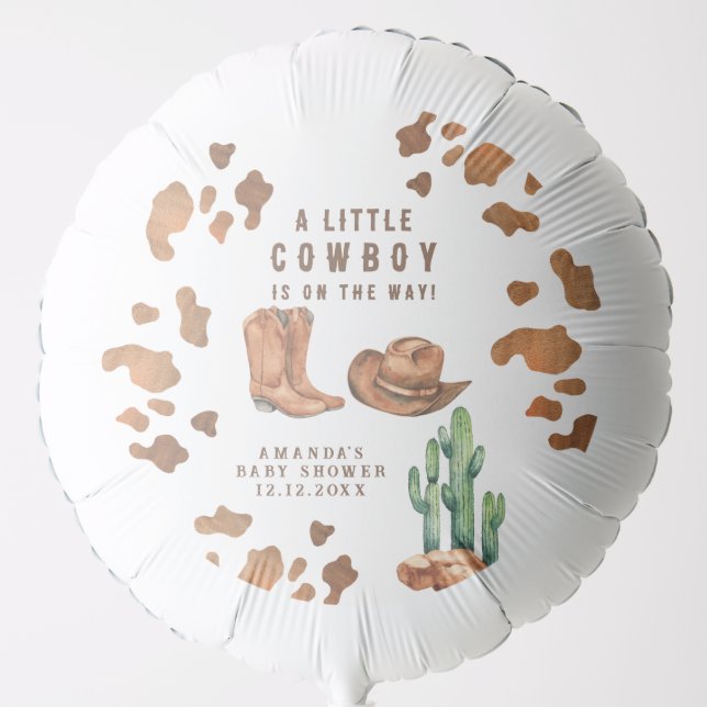 A Little Cowboy is on the way Baby Shower  Balloon (Front)