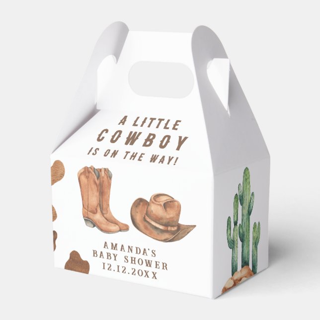 A Little Cowboy is on the way Baby Shower  Favor Boxes (Front Side)