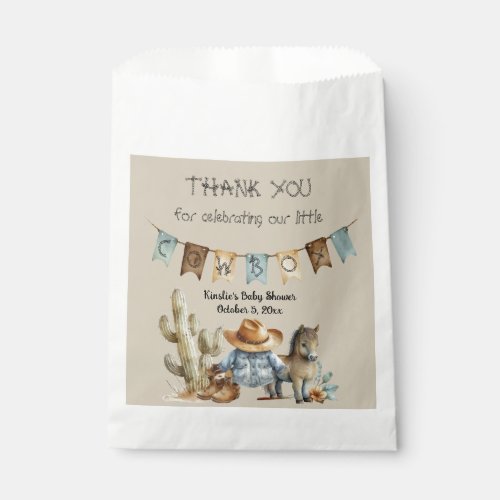 A Little Cowboy is on the Way Baby Shower Favor Favor Bag