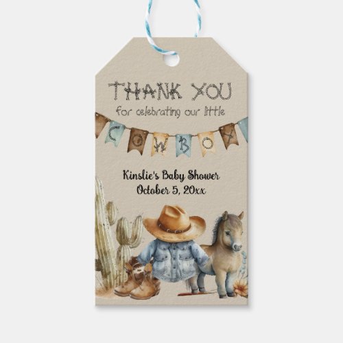 A Little Cowboy is on the Way Baby Shower Favor Gift Tags