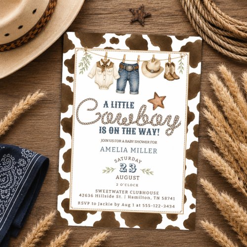 A Little Cowboy is on the Way Baby Shower Invitation