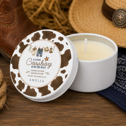 A Little Cowboy is on the Way Baby Shower  Mini Candle Favors