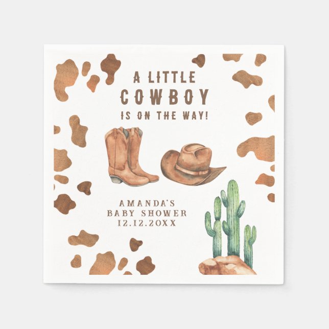 A Little Cowboy is on the way Baby Shower  Napkins (Front)