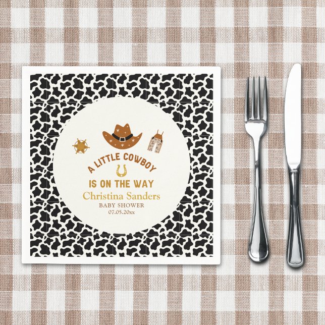 A Little Cowboy Is on The Way Baby Shower Napkins (Creator Uploaded)