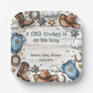 A Little Cowboy Is on the Way Baby Shower  Paper P Plates