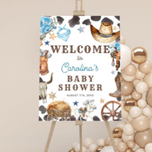 A little Cowboy Is On The Way Baby Shower Sign