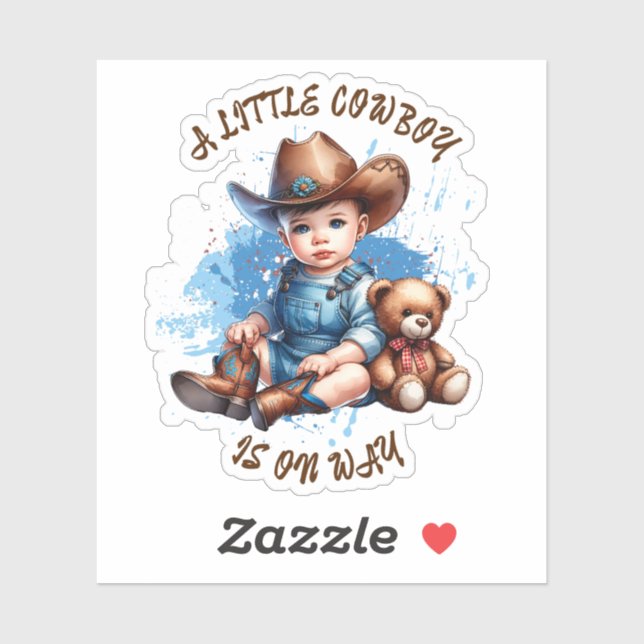 A Little Cowboy is on the Way | Baby Shower Sticker (Sheet)