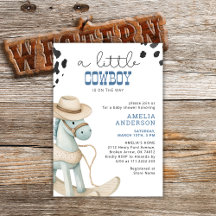 A Little Cowboy Is On The Way Boy Baby Shower
