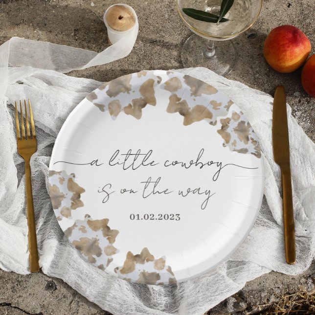 A Little Cowboy is on the Way Paper Plates (cowboy themed paper plate)