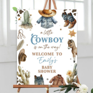 A little Cowboy is on the way Welcome Sign Editabl