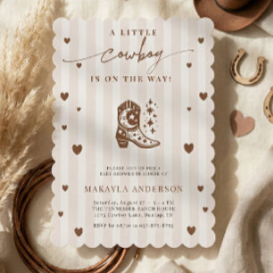 A Little Cowboy Is On The Way Western Baby Shower Invitation