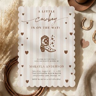 A Little Cowboy Is On The Way Western Baby Shower Invitation