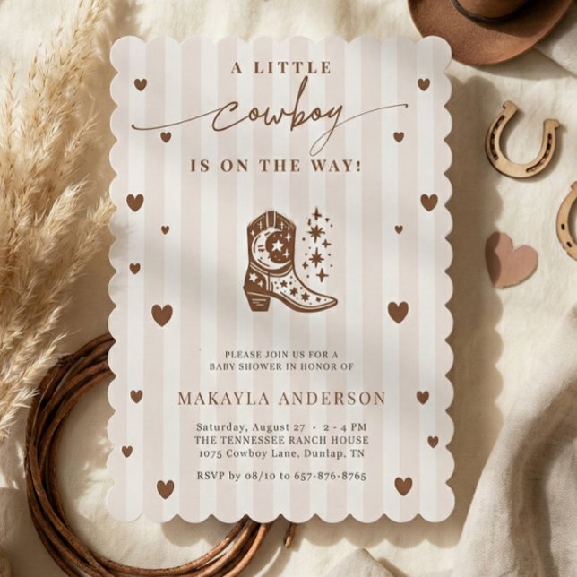 A Little Cowboy Is On The Way Western Baby Shower Invitation (Creator Uploaded)
