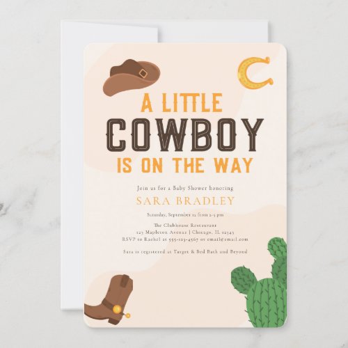 A Little Cowboy is On The Way Western Baby Shower  Invitation