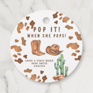 A Little Cowboy POP IT! Baby Shower  Favor Tags