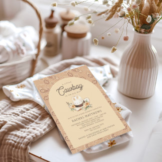 A Little Cowboy Western Baby Boy Baby Shower Invitation