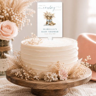 A Little Cowboy Western Baby Boy Shower Party Cake Topper