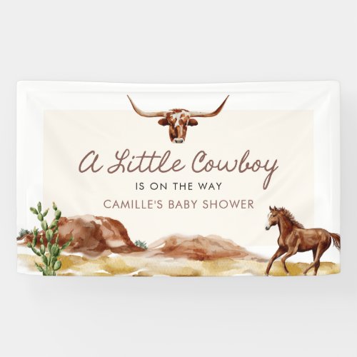 A Little Cowboy Western Baby Shower Banner