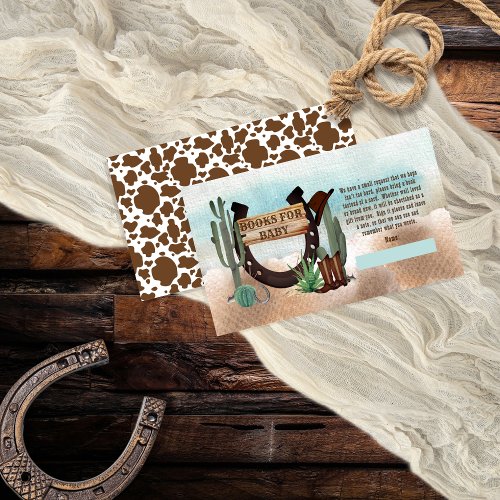 A Little Cowboy Western Baby Shower Books for Baby Enclosure Card