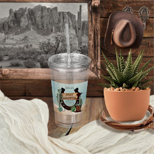 A Little Cowboy Western Boy Baby Shower Acrylic Tumbler