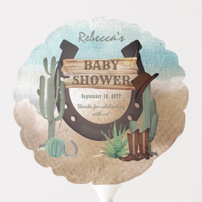 A Little Cowboy Western Boy Baby Shower Balloon (Front)
