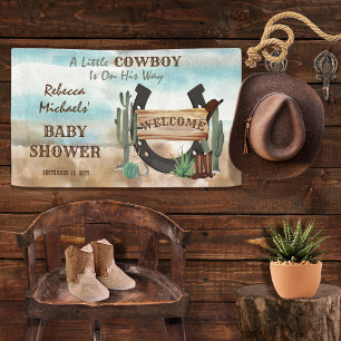 A Little Cowboy Western Boy Baby Shower Banner