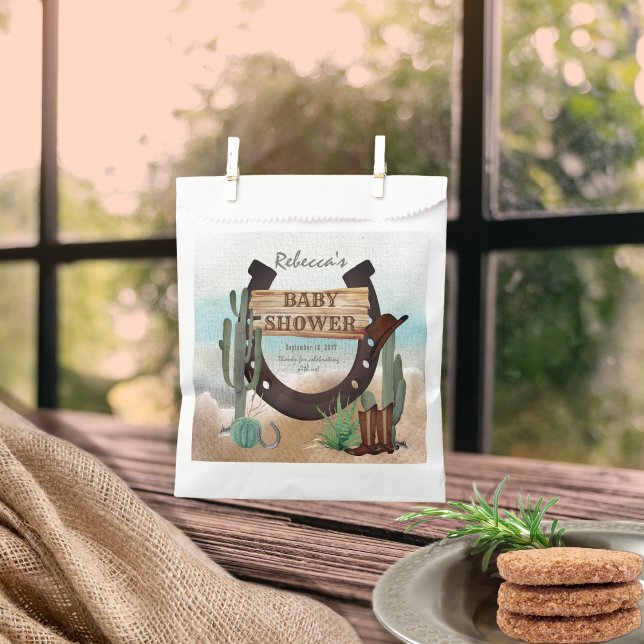 A Little Cowboy Western Boy Baby Shower Favor Bag (A Little Cowboy Rustic Western Horseshoe Boy Baby Shower Favor Bags)