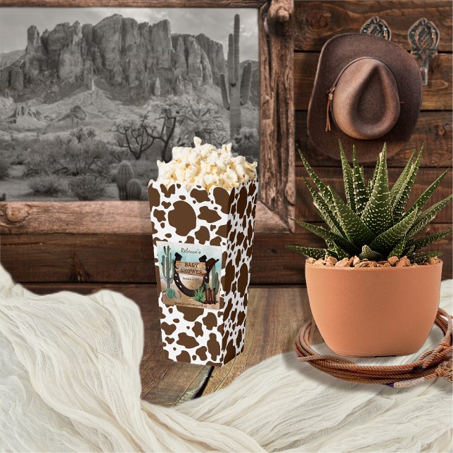 A Little Cowboy Western Boy Baby Shower Favor Boxes (Rustic Western Boy Baby Shower Popcorn Favor Box -- "A Little Cowboy Is On His Way" Collection)