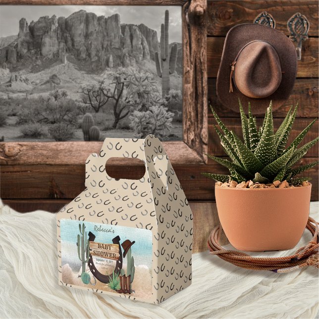 A Little Cowboy Western Boy Baby Shower Favor Boxes (Rustic Western Boy Baby Shower Rectangular Favor Box -- "A Little Cowboy Is On His Way" Collection)