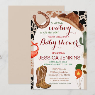 A Little Cowboy Western Boy Baby Shower Invitation