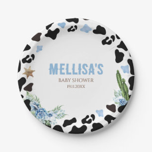 A Little Cowboy Western Boy Baby Shower Paper Plates
