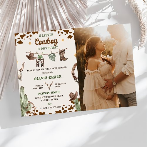 A Little Cowboy Western Boy Baby Shower Photo Invitation