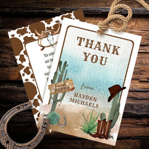 A Little Cowboy Western Boy Baby Shower Thank You Card