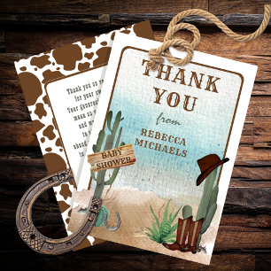 A Little Cowboy Western Boy Baby Shower Thank You Card