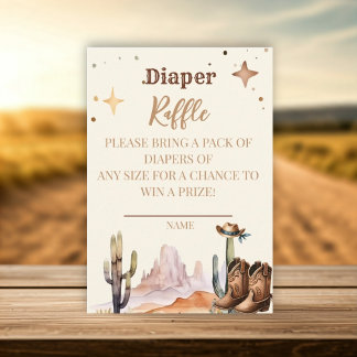 A Little Cowboy Western Boy  Diaper raffle Enclosure Card