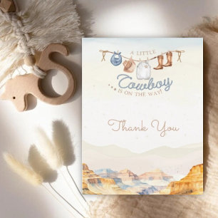 A Little Cowboy Western Canyon Baby Shower  Letterpress Thank You Card