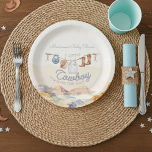 A Little Cowboy Western Canyon Baby Shower Paper Plates