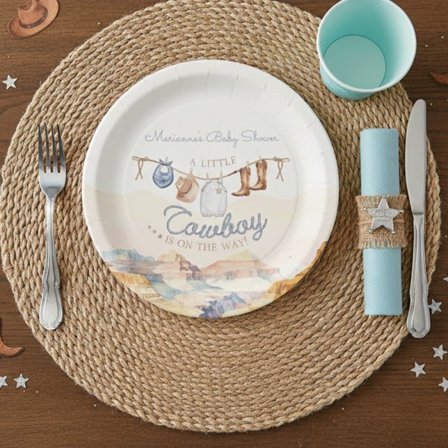 A Little Cowboy Western Canyon Baby Shower Paper Plates (Creator Uploaded)