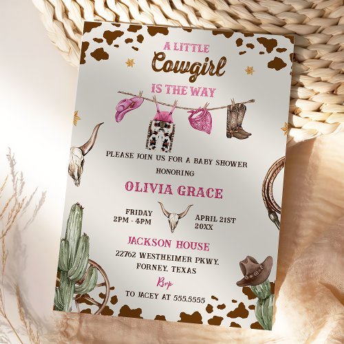A Little Cowboy Western Girl Baby Shower Party Invitation