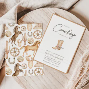 A Little Cowboy Western Rodeo Baby Shower Invitation A Little Cowboy Western Rodeo Baby Shower Invitation