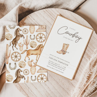 A Little Cowboy Western Rodeo Baby Shower Invitation