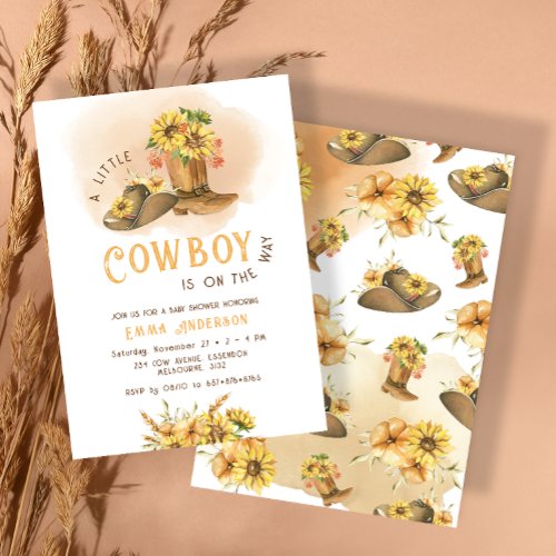 A Little Cowboy Western Rodeo Baby Shower Invitation