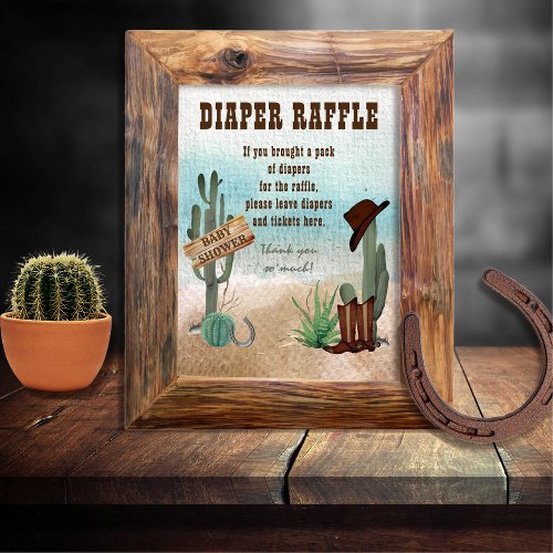 A Little Cowboy Western Shower Diaper Raffle Poster
