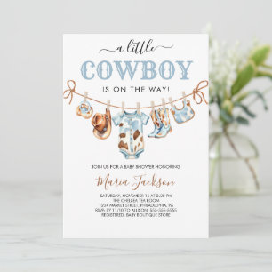 A Little Cowboy Wild West Blue Cowboy Baby Shower Invitation