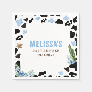 A Little Cowboy Wild Western Boy Blue Baby Shower Napkins