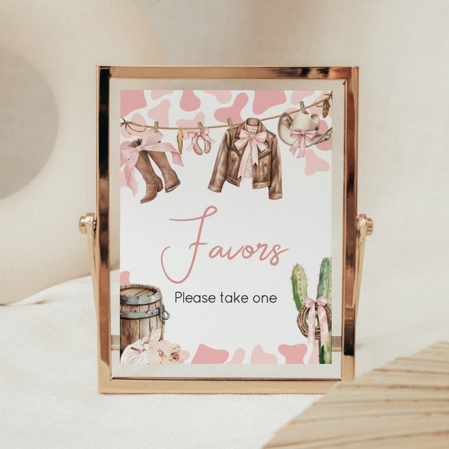 A Little Cowgirl Baby Shower Favors Poster (A Little Cowgirl Clothesline Baby Shower Favors Sign)
