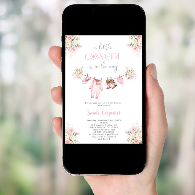 A little Cowgirl Baby Shower Girl Invitation (Front Digital)