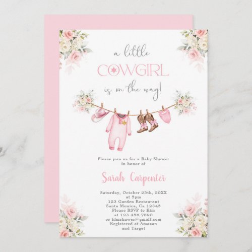 A little Cowgirl Baby Shower Girl Invitation